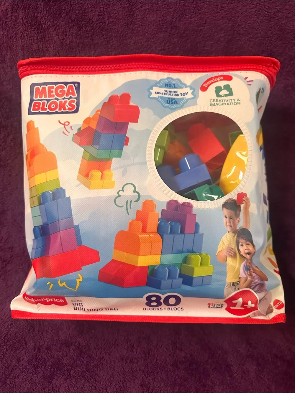 80-Piece Rainbow Building Block Bag - Multi-Color